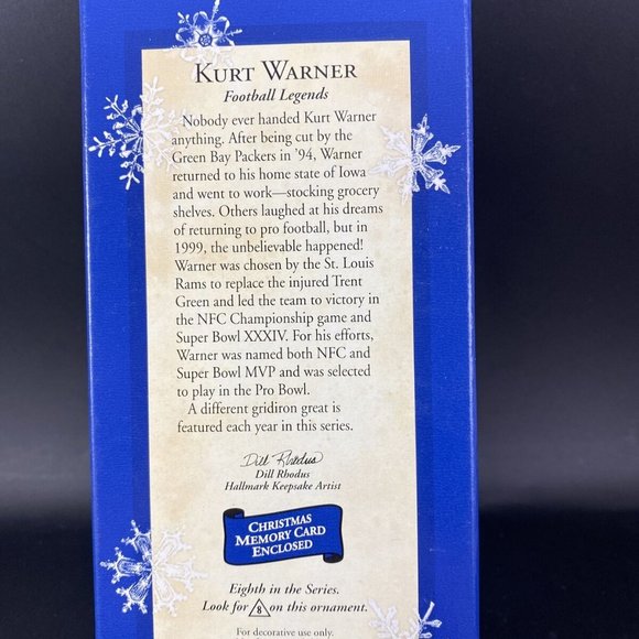 Hallmark Keepsake Ornament 2002 KURT WARNER FIGURE & CARD - Picture 2 of 5